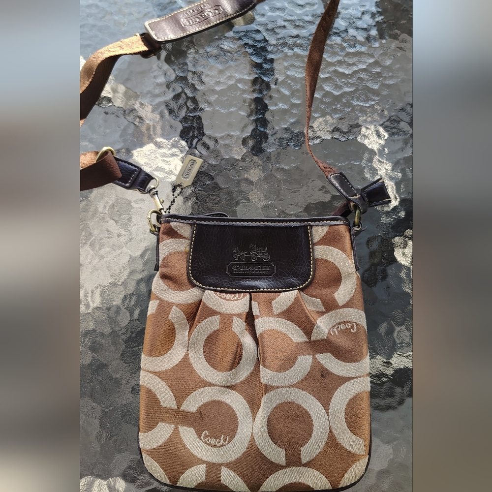 Coach Brown and Cream Crossbody Bag